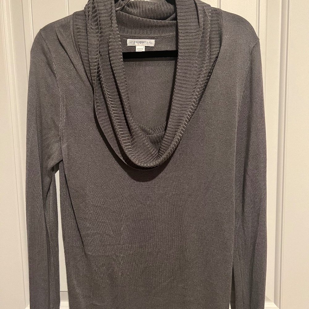 Womens Large Passports Gray Sweater